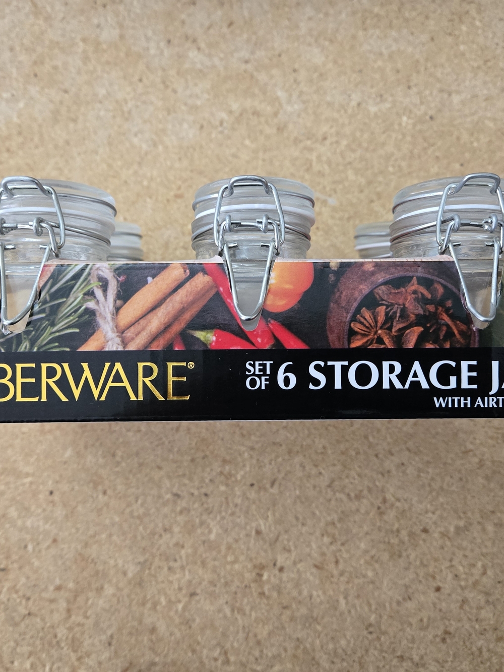 Farberware Set of 6 Airtight Glass Storage Jars – 3 oz – NEW